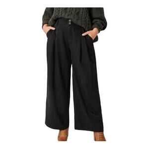Anthropologie Pilcro Black Pleated High Rise Wide Leg Culottes Pants